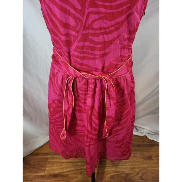 Free People Y2K Pink Tropical Palms Halter Dress Size 6 - Picture 3 of 6